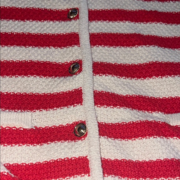 Striped Red and cream Women's Sweater - Picture 4 of 4
